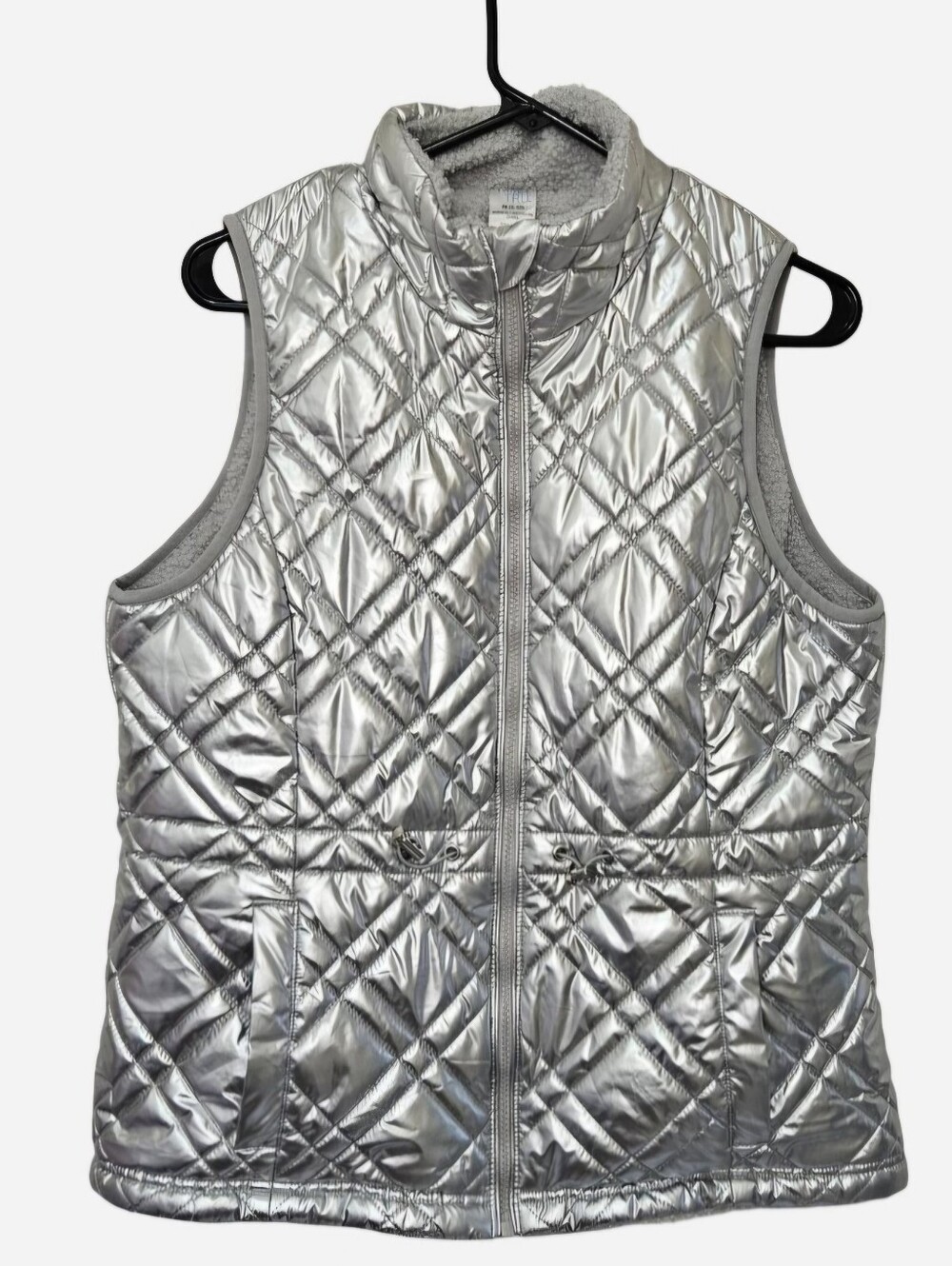 Time and Tru Metallic Silver Ouilted Puffer Vest Size Medium